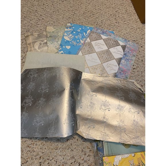 Large Lot vintage Flat Wrap Gift Wrap Wedding, Shower Birthday Scrapbooking Cars - Picture 9 of 15